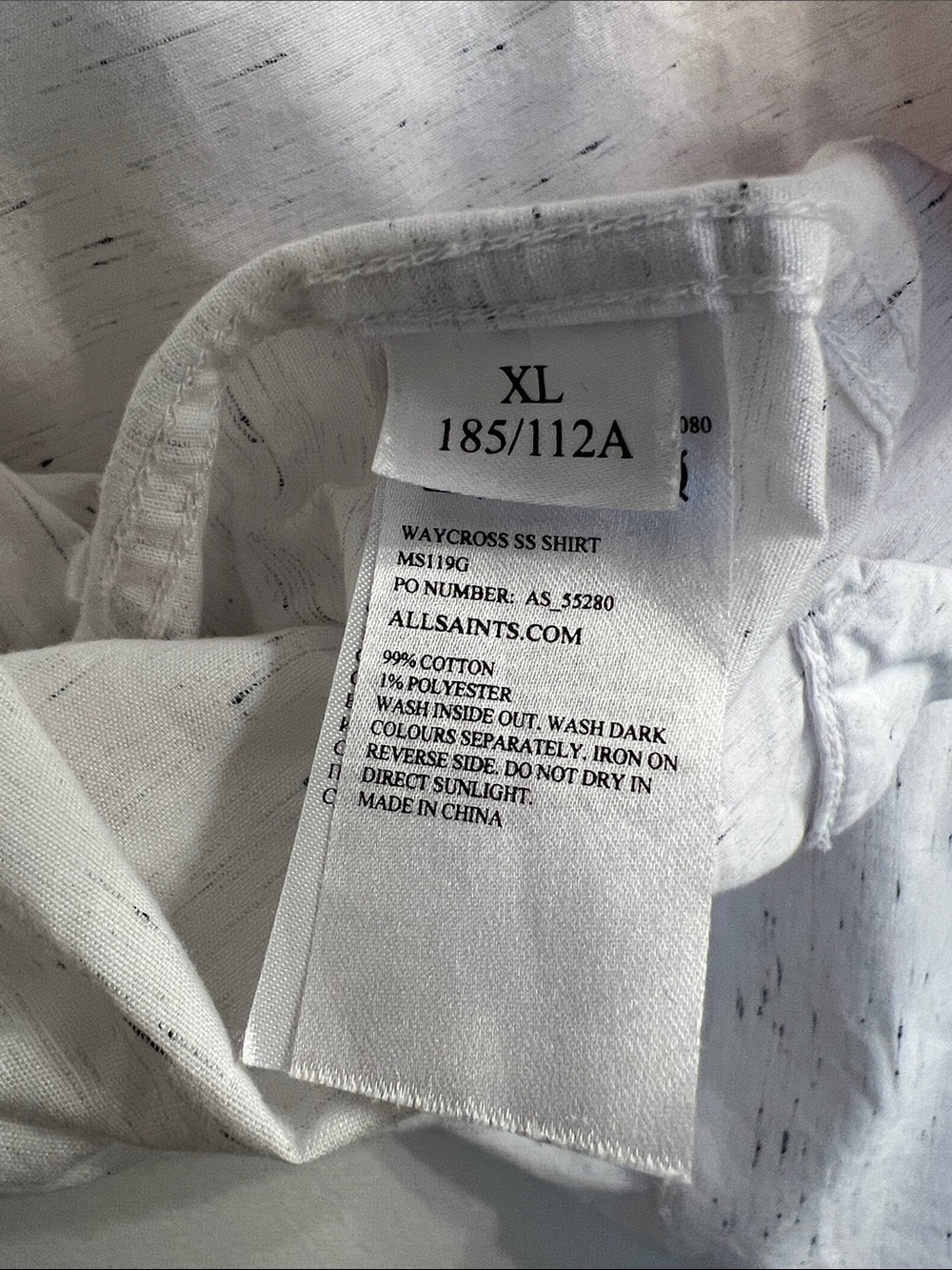 ALLSAINTS White Short-Sleeve Button-Down Shirt Cotton Subtle Speckle. Size XL - Picture 5 of 5